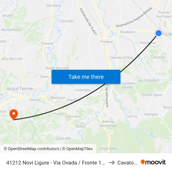 41212 Novi Ligure - Via Ovada / Fronte 121 to Cavatore map