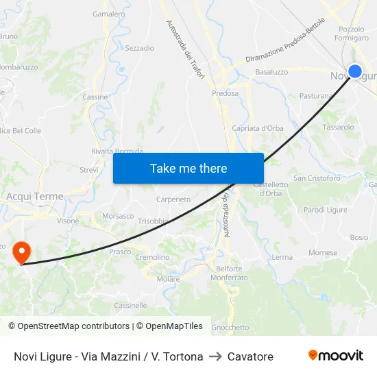 Novi Ligure - Mazzini St / Tortona St to Cavatore map