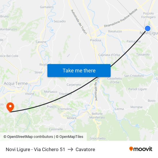Novi Ligure - Via Cichero 51 to Cavatore map