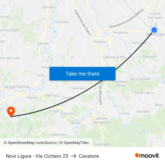 Novi Ligure - Via Cichero 25 to Cavatore map
