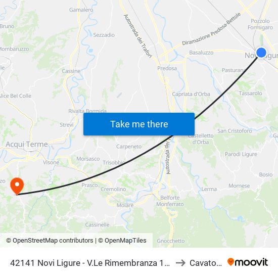 42141 Novi Ligure - V.Le Rimembranza 131 to Cavatore map