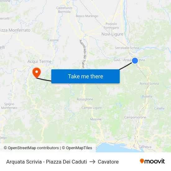 Arquata Scrivia - Piazza Dei Caduti to Cavatore map