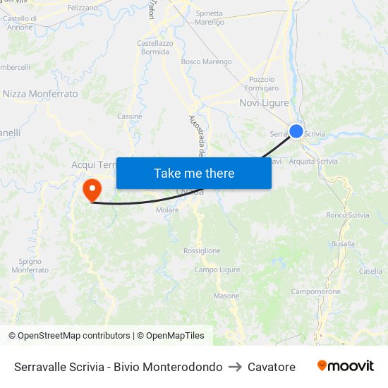 Serravalle Scrivia - Bivio Monterodondo to Cavatore map