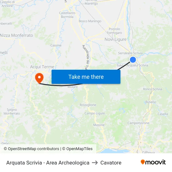 Arquata Scrivia - Area Archeologica to Cavatore map