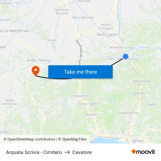 Arquata Scrivia - Cimitero to Cavatore map