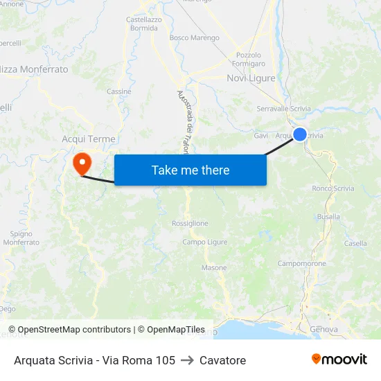 Arquata Scrivia - Via Roma 105 to Cavatore map