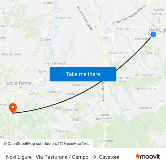 Novi Ligure - Pasturana Street / Field to Cavatore map
