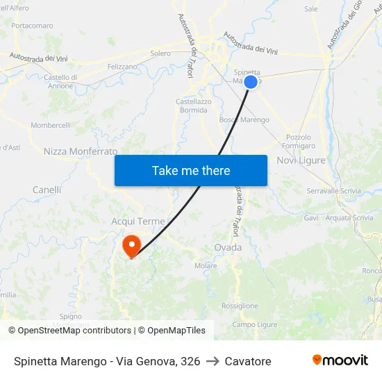 Spinetta Marengo - Genova Street, 326 to Cavatore map