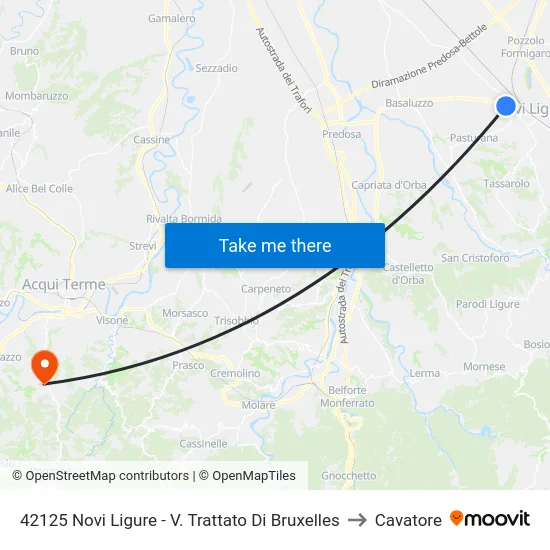 42125 Novi Ligure - V. Trattato Di Bruxelles to Cavatore map