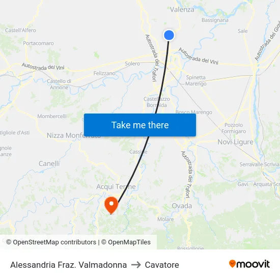 Alessandria Fraz. Valmadonna to Cavatore map