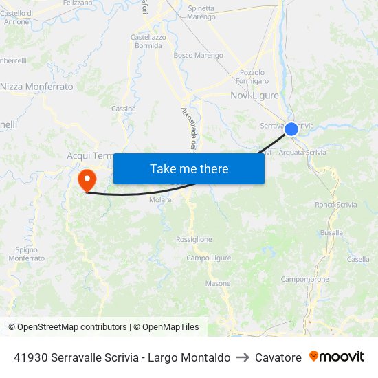 41930 Serravalle Scrivia - Largo Montaldo to Cavatore map