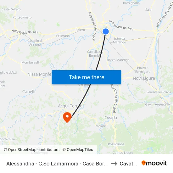 Alessandria - Lamarmora Course - Borsalino House to Cavatore map