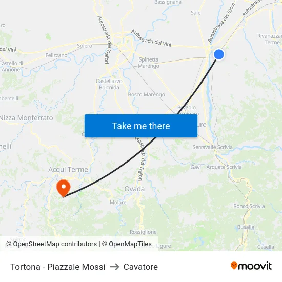 Tortona - Mossi Square to Cavatore map
