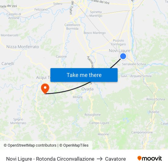 Novi Ligure - Rotonda Circonvallazione to Cavatore map