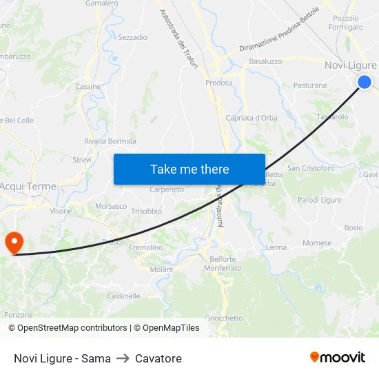 Novi Ligure - Sama to Cavatore map