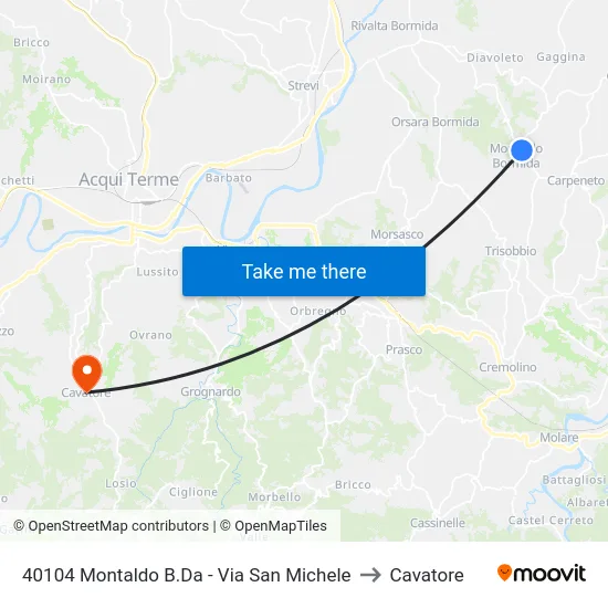 40104 Montaldo B.Da - Via San Michele to Cavatore map