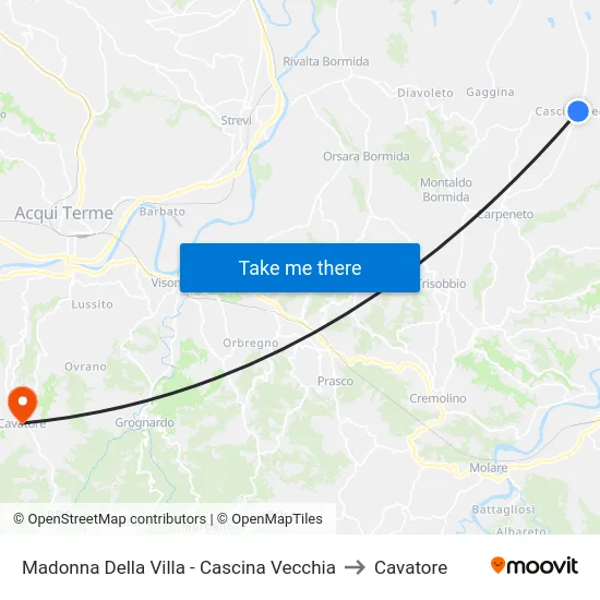 Madonna Della Villa - Cascina Vecchia to Cavatore map