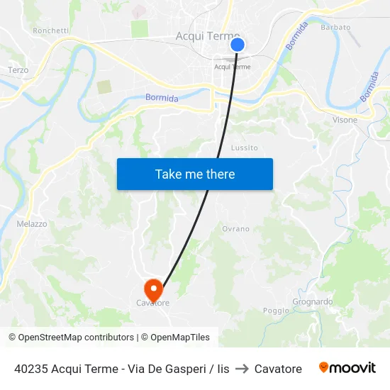 40235 Acqui Terme - Via De Gasperi / Iis to Cavatore map
