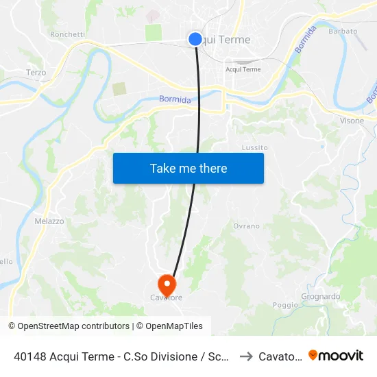 40148 Acqui Terme - C.So Divisione / Scuole to Cavatore map