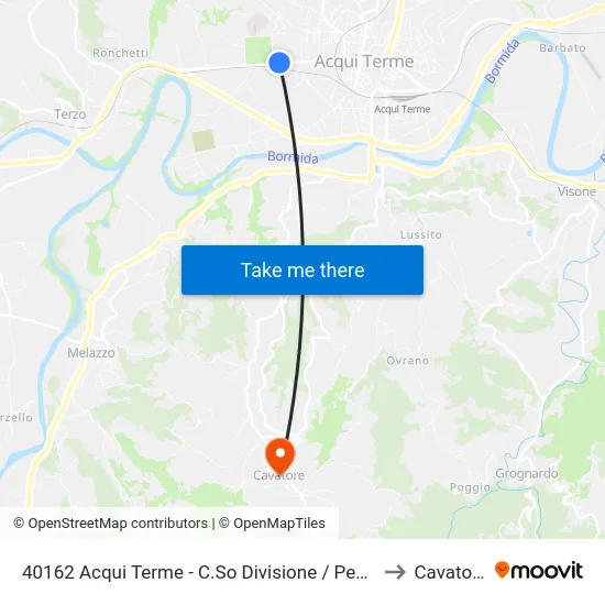 40162 Acqui Terme - C.So Divisione / Penny to Cavatore map