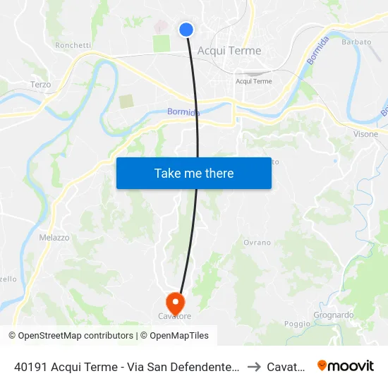 40191 Acqui Terme - Via San Defendente 133 to Cavatore map