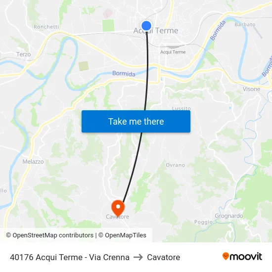 40176 Acqui Terme - Via Crenna to Cavatore map