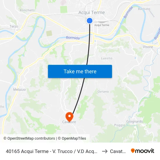 40165 Acqui Terme - V. Trucco / V.D Acquisto to Cavatore map