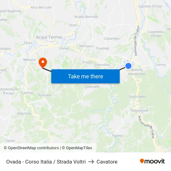 Ovada - Corso Italia / Strada Voltri to Cavatore map