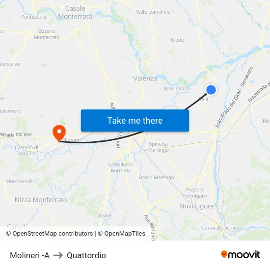 Molineri -A to Quattordio map