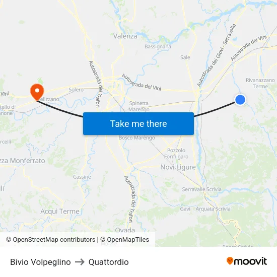 Bivio Volpeglino to Quattordio map