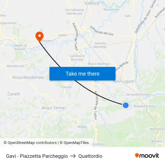 Gavi - Parking Square to Quattordio map