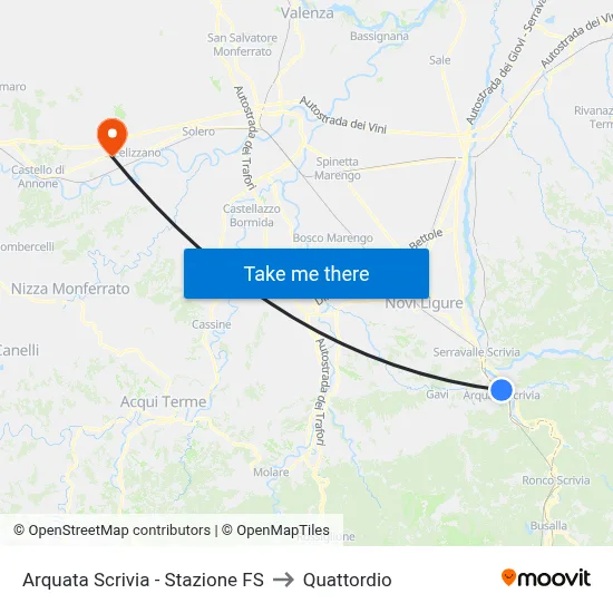 Arquata Scrivia - Railway Station to Quattordio map