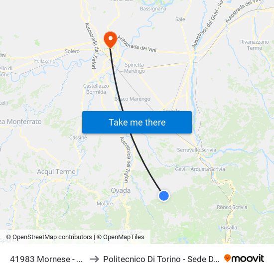 41983 Mornese - Santuario to Politecnico Di Torino - Sede Di Alessandria map