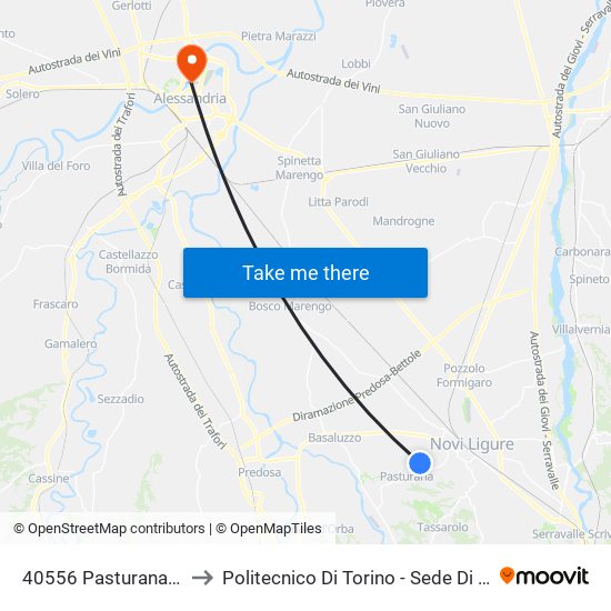 40556 Pasturana - Novi 2 to Politecnico Di Torino - Sede Di Alessandria map