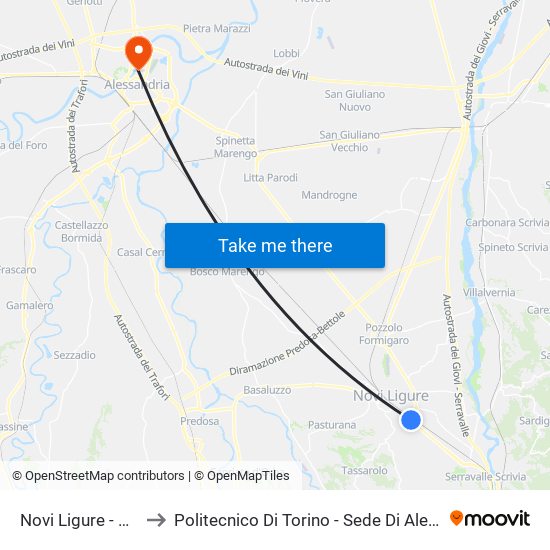 Novi Ligure - Sama to Politecnico Di Torino - Sede Di Alessandria map