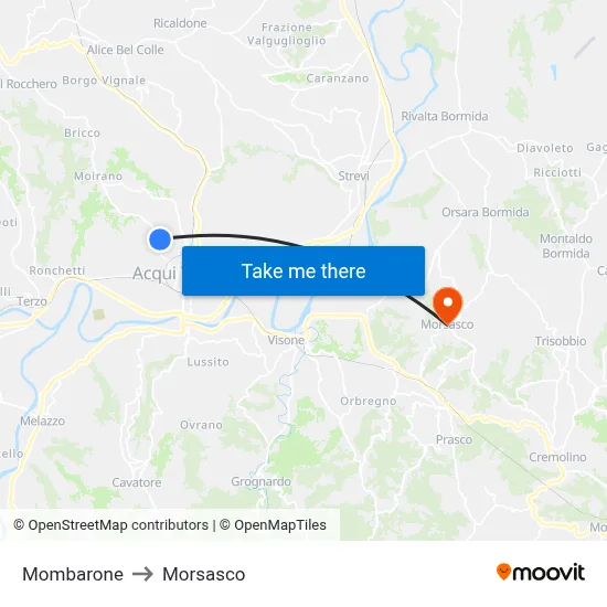 Mombarone to Morsasco map