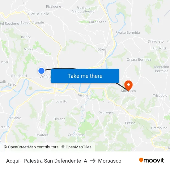 Acqui - San Defendente Gym -A to Morsasco map