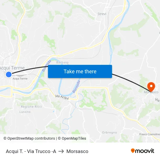 Acqui Terme - Trucco Street -A to Morsasco map
