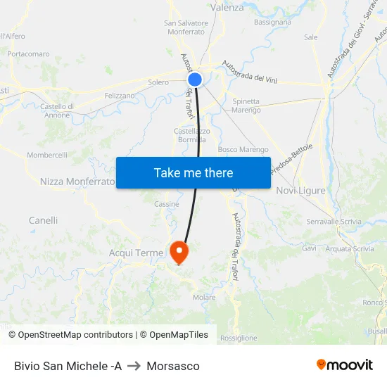 San Michele Junction -A to Morsasco map