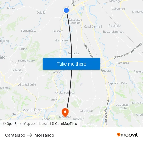 Cantalupo to Morsasco map