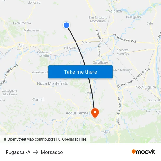 Fugassa to Morsasco map