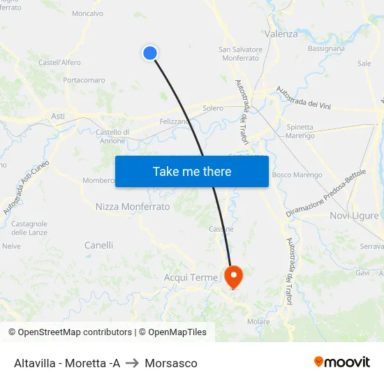 Altavilla - Moretta -A to Morsasco map