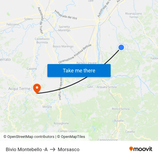 Montebello Junction -A to Morsasco map