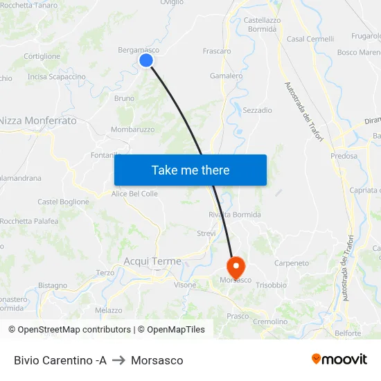 Carentino Junction -A to Morsasco map