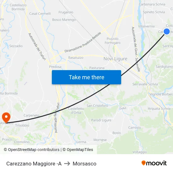 Carezzano Maggiore -A to Morsasco map