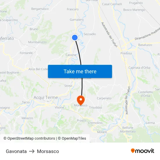 Gavonata to Morsasco map