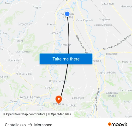 Castellazzo to Morsasco map
