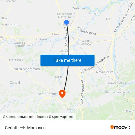 Gerlotti to Morsasco map