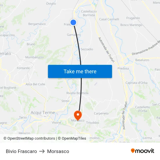 Frascaro Junction to Morsasco map