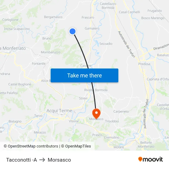 Tacconotti to Morsasco map